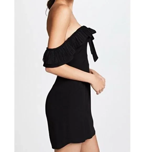 For Love & Lemons Claire Off The Shoulder Mini Dress Black Size Large - Picture 2 of 10